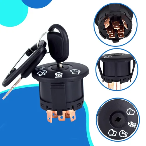 Vista 6 de Interruptor de encendido de arranque con llaves, 4 posiciones, se adapta a Husqvarna AYP Craftsman Sears Poulan cortacésped Rider Replace193350