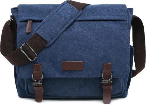 Vista 11 de Bolso de hombro grande vintage de lona para mensajero, bolso cruzado para viajes, cartera, maletín, bolsa de negocios para portátil de 15 pulgadas