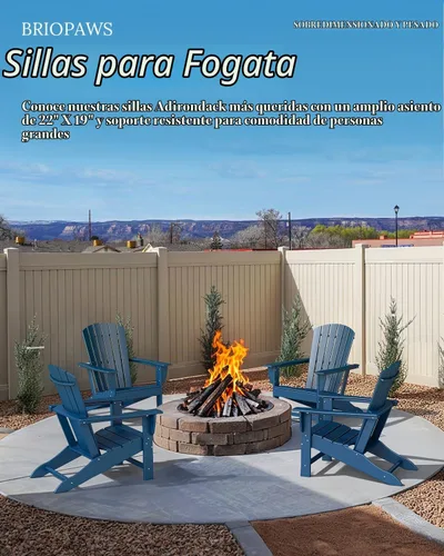 Vista 6 de BRIOPAWS Juego de 2 sillas Adirondack de gran tamaño HDPE Todo tipo de Azul