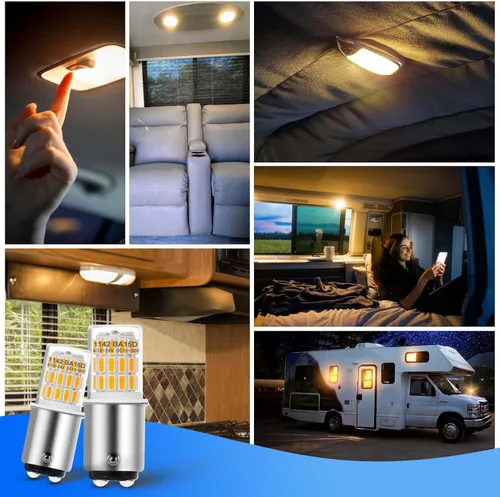 Vista 2 de Heifymi Bombilla BA15D 1142 de 12 voltios, blanco cálido, 2700K, 3W, 1004, 1076, 1130, 1176, LED, AC/DC, 12-24V, repuesto de bajo voltaje para luz