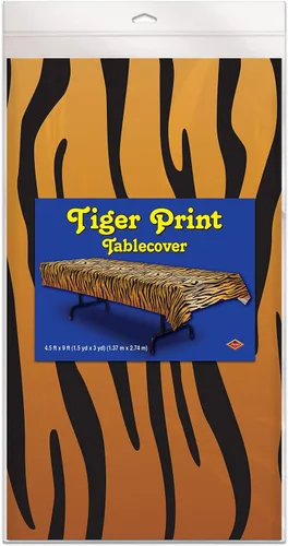 Vista 3 de Beistle Mantel con estampado de tigre, 54 x 108 pulgadas, naranja/bronceado/negro