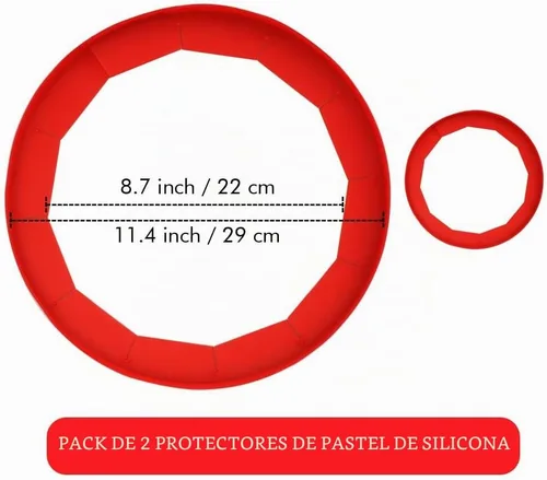Vista 3 de Protectores de silicona ajustables para tartas – Anillo de cubierta de protectores para hornear se adapta a pasteles de 8 a 11.4 pulgadas
