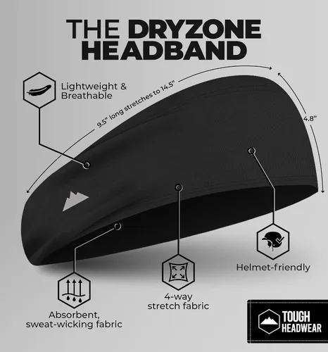 Vista 3 de Tough Headwear - Banda de sudor para hombre, bandas de entrenamiento, banda deportiva para hombre, bandas atléticas para hombre, banda de sudor
