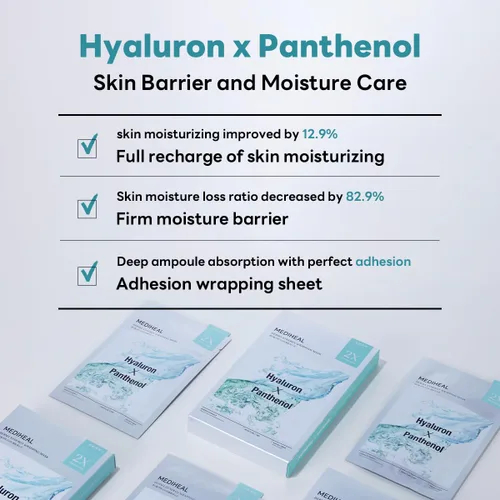 Vista 3 de Mediheal Derma Synergy - Mascarilla envolvente para barrera hidratante (10 paquetes), hidratación mejorada de la piel con pantenol de hialurón