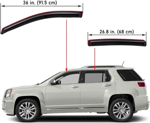 Vista 2 de Lightronic Visera de ventana de ventilación automática con clip extra duradero, compatible con GMC Terrain 2010-2017, protección UV, deflector