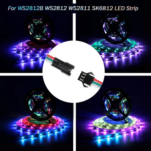 Vista 5 de SUPERNIGHT Conector de tira LED de 3 pines para luces WS2811 WS2812 WS2812B SK6812, 7 pares de cables de enchufe macho hembra JST SM, 5 conectores