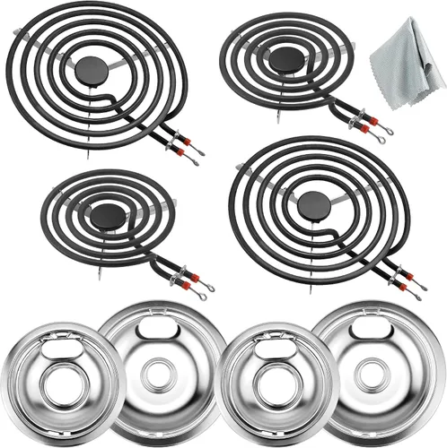 Vista 9 de Sartenes de goteo para estufa eléctrica y quemador de estufa MP22YA de repuesto para estufa eléctrica W-hirlpool Ken-more Ama-na, 2 x 6 pulgadas y 2