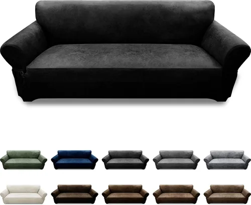 Vista 89 de Fundas para Sillón de 2 Piezas con Cojín en T, Fundas de Aspecto de Cuero para Sofá, Fundas para Sillas, Protector de Muebles Elástico, Funda