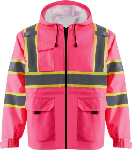 Vista 9 de Chaqueta de seguridad de alta visibilidad ANSI/ISEA Chaqueta reflectante estándar con bolsillo y cremallera