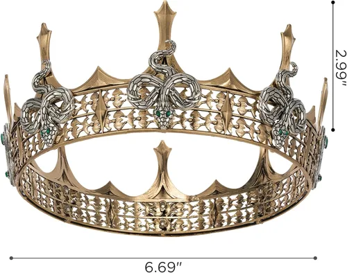 Vista 9 de SWEETV Corona de rey tótem de animal para hombres y mujeres, tiara de metal, accesorios para el cabello para caballero, bruja, gótico, Halloween