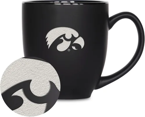Vista 95 de Rico Industries - Taza de cerámica mate negra con grabado láser estándar de 15oz para NCAA (escuelas T & U) - Para bebidas calientes o frías