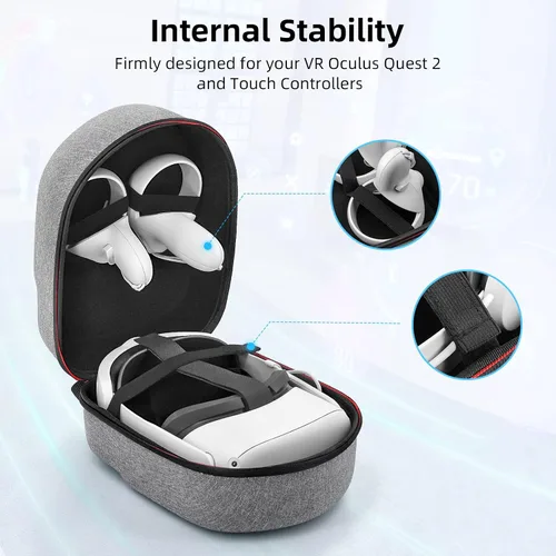 Vista 3 de Retear Estuche de transporte duro compatible con MetaOculus Quest 2 Elite Strap Versión de batería VR y accesorios de control táctil, funda portátil
