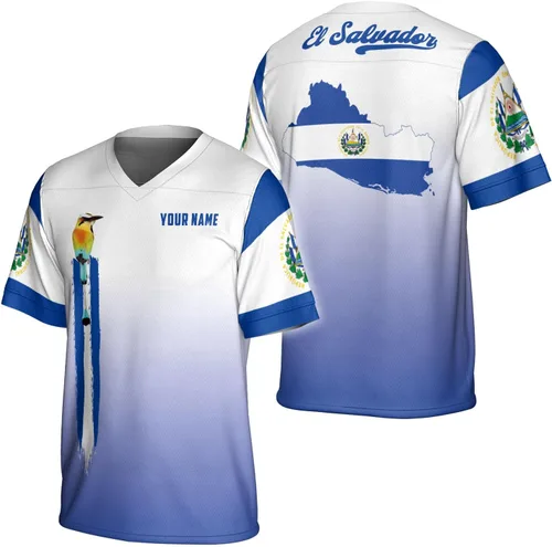 Vista 17 de Camiseta de fútbol de El Salvador personalizada de El Salvador Jersey de fútbol de El Salvador para hombres, camisas de El Salvador 3D