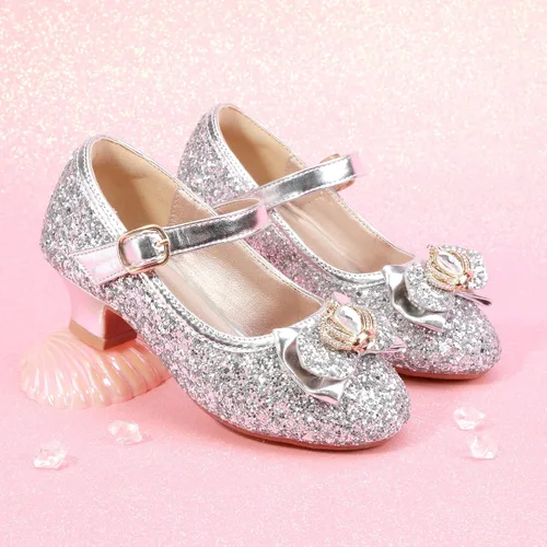 Vista 4 de PANDANINJIA Zapatos de vestir para niñas, zapatos Mary Jane para niñas, tacones bajos para niñas pequeñas, flores, boda, fiesta, escuela