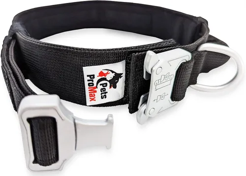 Vista 3 de Collar táctico para perro [collar de perro de caza K9 de calidad militar], collar táctico resistente con hebilla de metal y asa de control