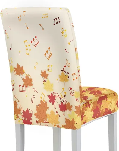 Vista 3 de Rnyleeg Juego de 1 fundas para sillas de comedor de otoño, diseño de hojas, para sala de estar, sin brazos, funda elástica para silla de cóctel