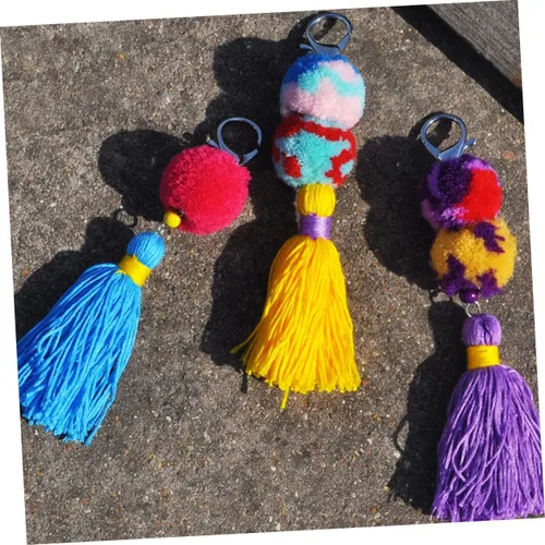 Vista 9 de AOKWAWALIY 2pcs tassel keychain fluffy keychain backpack keychains Funny Key Chain Tassels Keyring Tassels Keychain