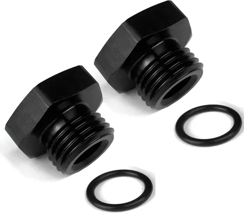 Vista 5 de Adaptador de manguera de combustible de aluminio 6AN con tapón de puerto de junta tórica macho, tuerca de bloqueo de sello con tapa Boss, tapones