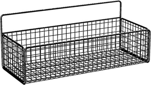 Vista 8 de Cestas colgantes de alambre de cocina, organizador de frutas negro para montaje en pared, sin perforaciones, soporte de metal pequeño para gabinete