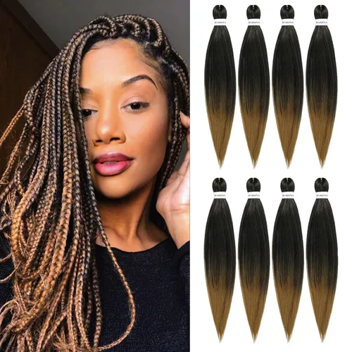 Vista 13 de Cabello trenzado preestirado - 12 pulgadas, 8 paquetes, cabello trenzado corto natural negro para trenzas torcidas o en caja, extensiones de cabello