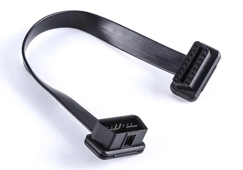 Vista 3 de Cable de diagnóstico de extensión de cinta OBD 2 OBD ii de perfil bajo macho a hembra 16 pines completamente conectado para lector de código