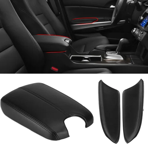 Vista 10 de Compatible con paneles de puerta de Honda Accord Tapa de apoyabrazos 2008-2012, 2 piezas de cubierta de apoyabrazos de panel de puerta de cuero PU