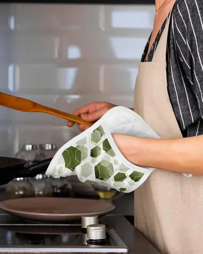 Vista 5 de Sage Green 5Pcs Pot Holders for Kitchen,Non Slip & Heat Insulation Terry Cloth Potholder Set with Pocket,Thick Hot Pad Oven Mitts Trivet Coaster for