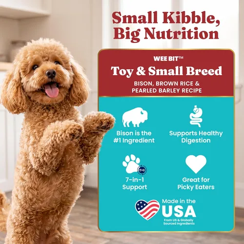 Vista 2 de Solid Gold Toy & Small Breed Dog Food Dry Small Bites - Alimento para perros de grano entero de bisonte - Croquetas saludables para perros con alta