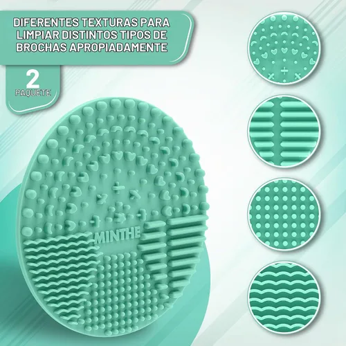 Vista 3 de MINTHE Alfombrilla limpiadora de brochas de maquillaje Paquete de 2 Almohadilla de limpieza de maquillaje de silicona