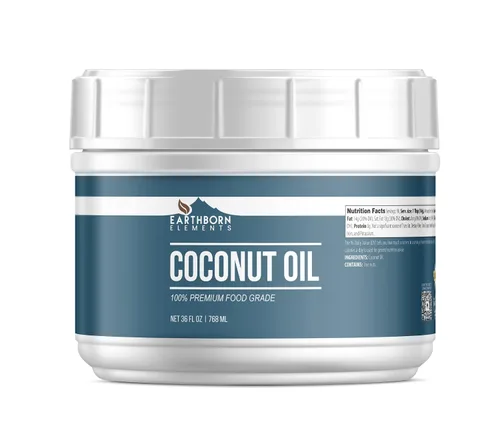 Vista 6 de Earthborn Elements Aceite de coco (55 fl oz), no hidrogenado, de grado alimenticio, siempre puro