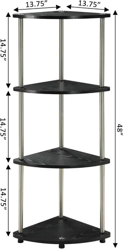 Vista 3 de Convenience Concepts Designs2Go - Estantería esquinera de 4 niveles, color negro