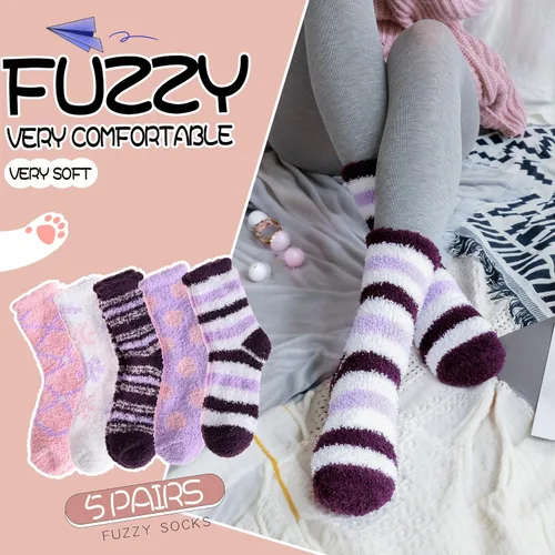 Vista 2 de EBMORE Womens Fuzzy Socks Slipper Fluffy Cozy Comfy Cabin Plush Warm Winter Sleep Home Soft Socks