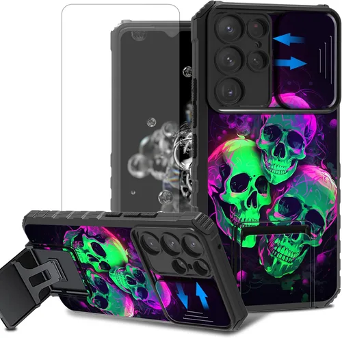 Vista 44 de Funda para teléfono Samsung Galaxy A15 5G con protector de pantalla con cubierta deslizante para cámara y soporte de doble capa híbrida resistente a