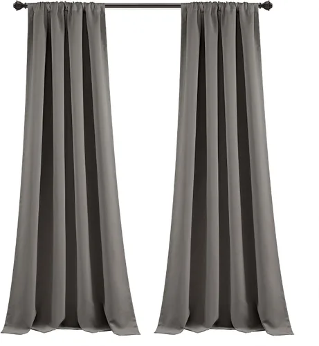 Vista 10 de Lush Decor Paneles de cortinas aisladas para oscurecer la habitación, con bolsillo para barra, par de cortinas largas para dormitorio o sala