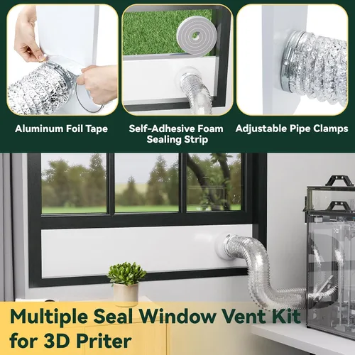 Vista 5 de Kit de ventilación para ventana Flehomo para manguera de 3" y 4" de diámetro, incluye cubierta de ventilación con solapas autocerrables, kit