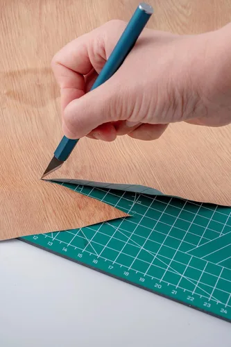 Vista 7 de FOSHIO Paquete de 2 cuchillos Exacto, cuchillo de pasatiempo azul con 10 cuchillas Exacto, cuchillo de manualidades con tapa de seguridad, cuchillo