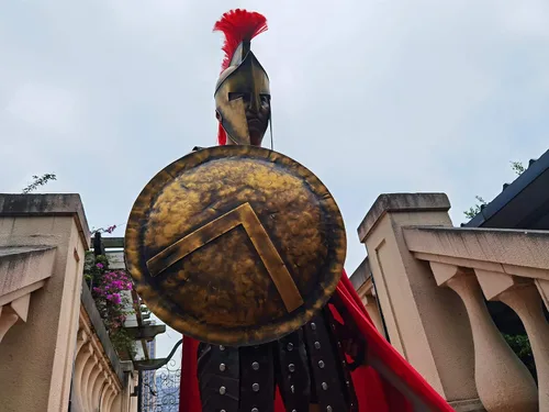 Vista 8 de LOOYAR Escudo de Esparta de la Guerra Antigua Artesanía de Metal Artesanía para Caballero Soldado Guerrero Disfraz de Batalla Juego de Batalla