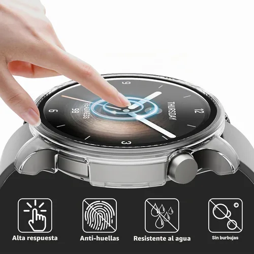 Vista 3 de Rc-Z Paquete de 2 fundas protectoras de pantalla para reloj inteligente Amazfit Balance, parachoques duro de policarbonato integrado, película