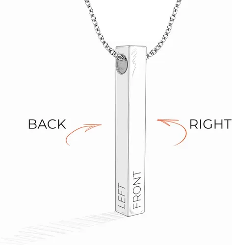 Vista 7 de OAK & LUNA - Personalized Pillar Bar Name Necklace With or Without Diamond - Customized Engraved Inscriptions - Pendant Jewelry Gift for Women, Her