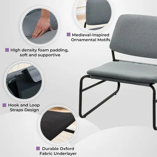 Vista 8 de DAICO Silla decorativa moderna sin brazos, cómoda silla lateral tapizada con marco de metal para sala de estar, dormitorio, balcón, jardín, lino