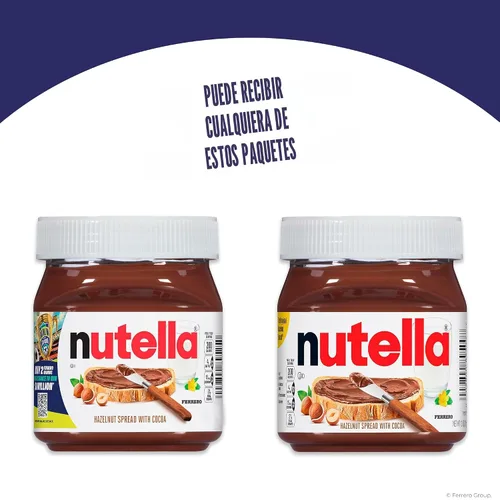 Vista 5 de Nutella Crema cremosa de chocolate y avellanas con cacao, cobertura dulce para desayuno y postres, 13 onzas