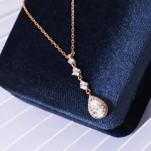 Vista 17 de TIANYU GEMS Collar con colgante de moissanita amarilla de 2 quilates para mujer, plata de ley chapada en oro amarillo de 18 quilates, pera amarilla