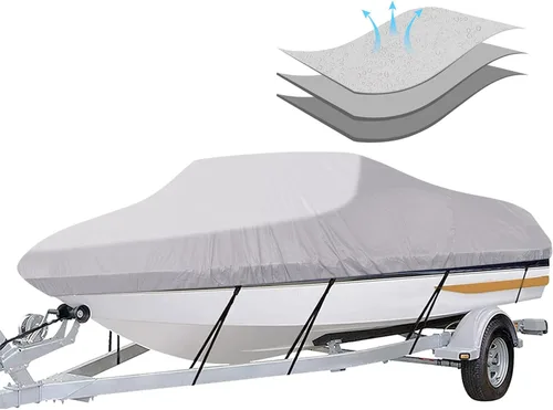 Vista 11 de iCOVER - Funda para lancha remolcable, resistente, impermeable, lona, grado marino, apta para lanchas de pesca y esquí, V-Hull, de 14-16 pies