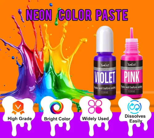 Vista 3 de Pasta de pigmento de neón de 12 colores, tinte de resina de neón para resina epoxi, pasta de tinte epoxi de alta concentración para resina UV, arte