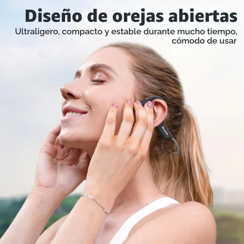 Vista 2 de Auriculares de conducción ósea, auriculares Bluetooth inalámbricos impermeables IPX7, auriculares de oreja abierta, micrófono integrado Bluetooth
