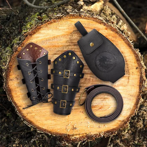 Vista 5 de Cinturón vikingo medieval de cuero, Color-2, Accesorios renacentistas