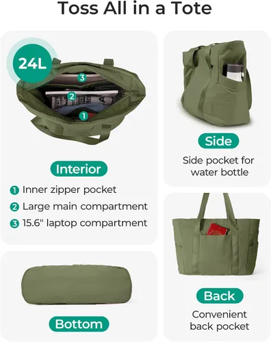 Vista 78 de BAGSMART Bolsa de mano para mujer con cremallera, bolsa de gimnasio con compartimentos, bolsa de trabajo para enfermera, baile, bolsa de yoga