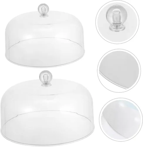 Vista 7 de SHOWERORO 2 cubiertas acrílicas para tartas, cúpulas de postre multifuncionales, protector de alimentos reutilizable para uso diario para fiestas