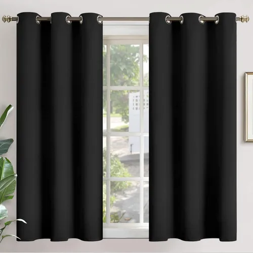 Vista 121 de YoungsTex - Cortinas blackout cortas, aislamiento térmico, ojales, oscurecen la habitación, privacidad, para cámper, sótano, cocina y baño, 2 Gris