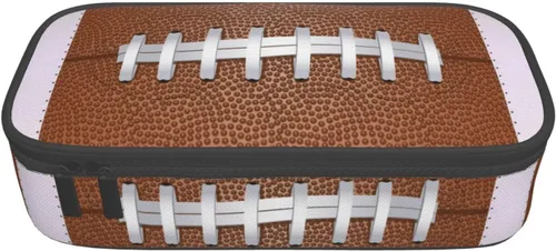 Vista 9 de Estuche de lápices con textura de pelota de fútbol americano, bolsa de almacenamiento de gran capacidad, bolsas de papelería con cremallera, soporte